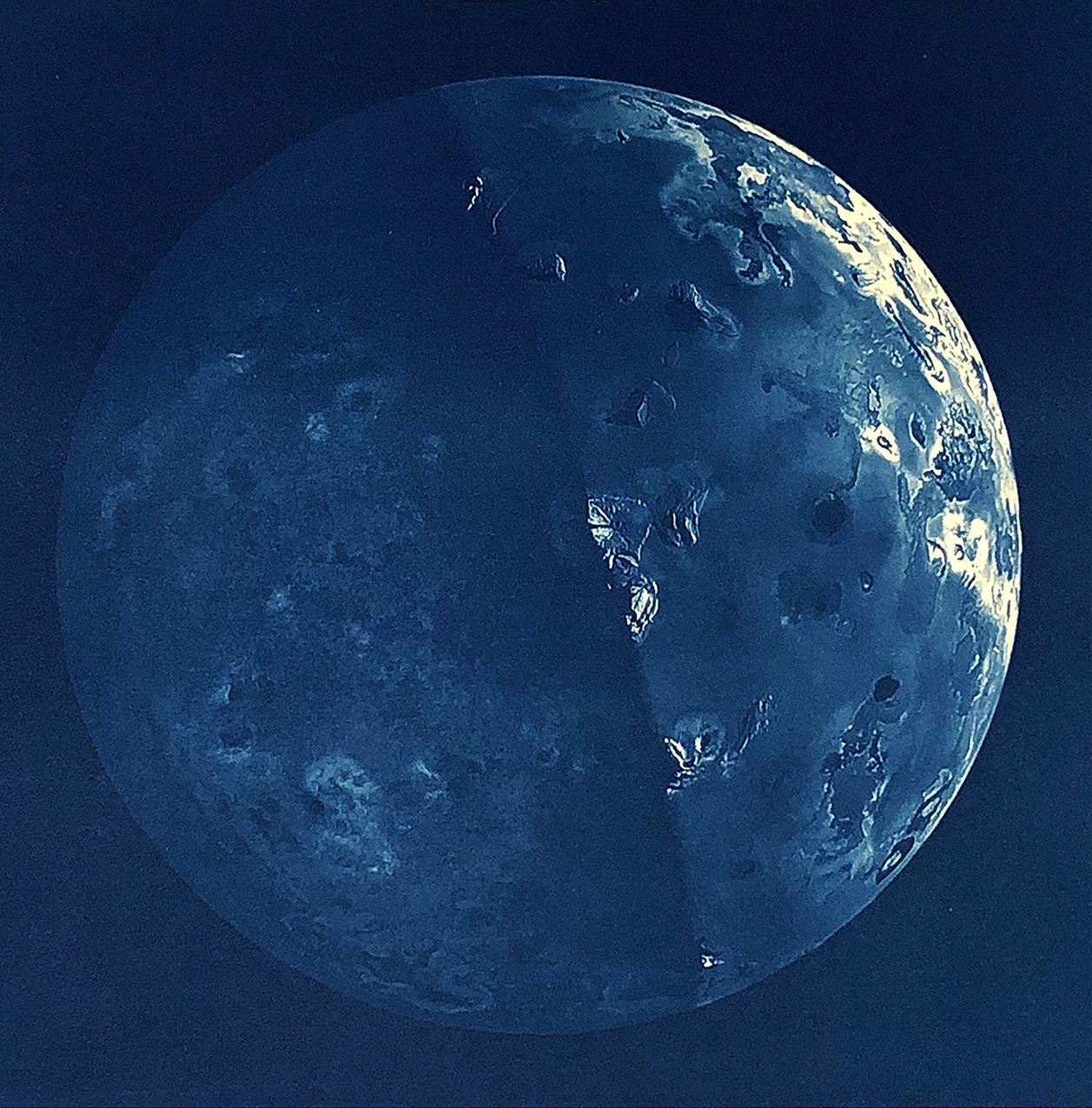 Jupiter shine on Io/ cyanotype interpretation